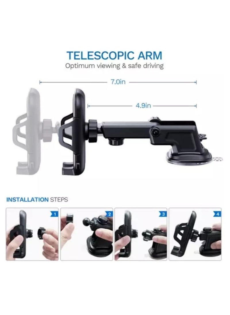 إلترازون Car Phone Holder Mount, One Release Button, 3 in 1 For Air Mount Vent and Dashboard, Ultra Stable & Adjustable Smartphone Holder for iPhone, Samsung - Image 3
