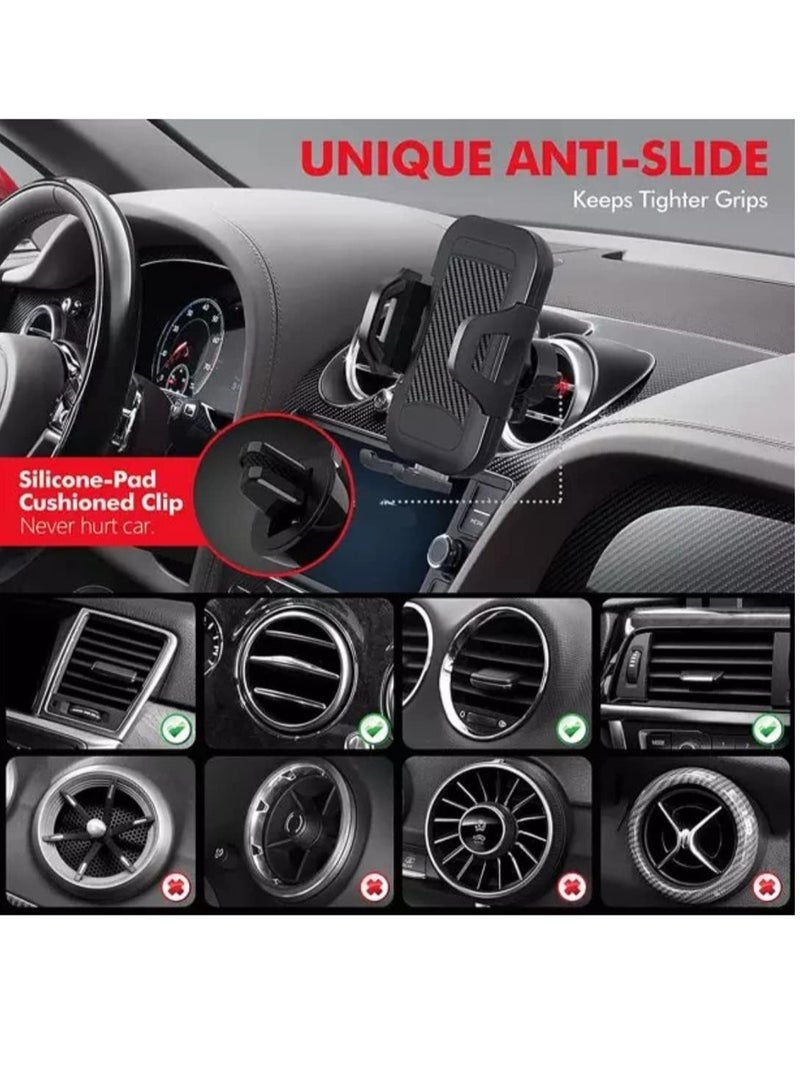 إلترازون Car Phone Holder Mount, One Release Button, 3 in 1 For Air Mount Vent and Dashboard, Ultra Stable & Adjustable Smartphone Holder for iPhone, Samsung - Image 4