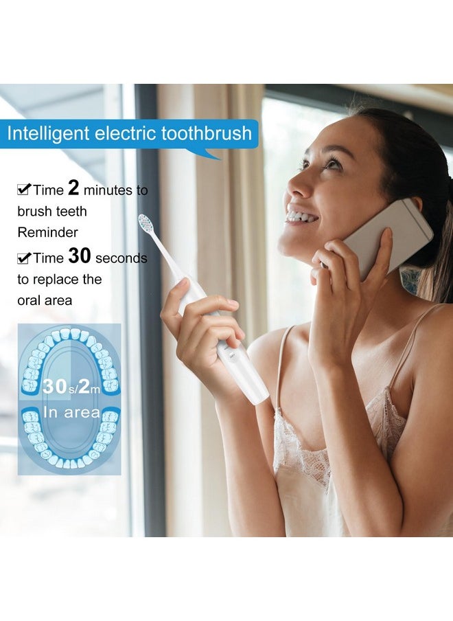 Electric Toothbrush Set, Comes With 8 Brush Heads & Travel Case,4 Modes With 2 Minutes Built In Smart Timer, One Charge For 60 Days, 42000 Vpm Motor (White)