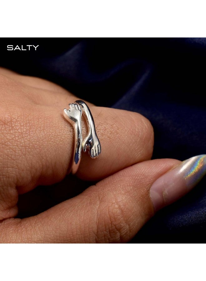 Salty Salty Cute Promise Hug Ring for Women & Girls | Stainless Steel Finger Rings | Adjustable | Women's Stylish Accessories | Diwali, Birthday, Anniversary & Special Occassion Gift | Everyday Wear - Image 2