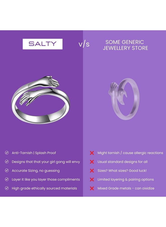 Salty Salty Cute Promise Hug Ring for Women & Girls | Stainless Steel Finger Rings | Adjustable | Women's Stylish Accessories | Diwali, Birthday, Anniversary & Special Occassion Gift | Everyday Wear - Image 4