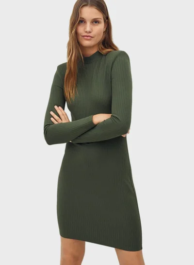 MANGO Ribbed Mini Dress