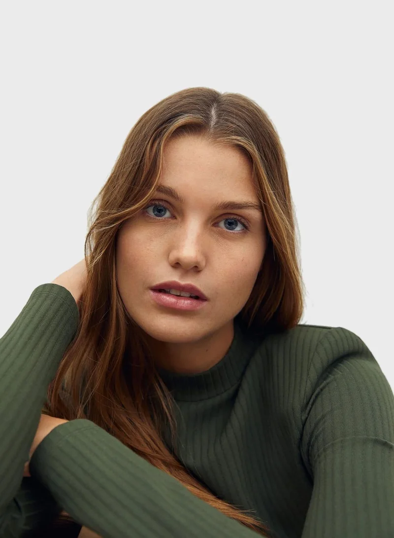 MANGO Ribbed Mini Dress