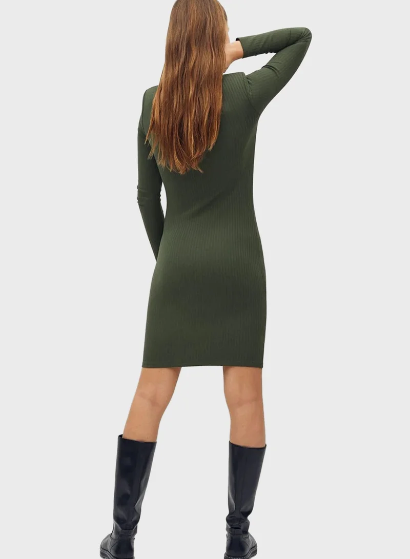 MANGO Ribbed Mini Dress