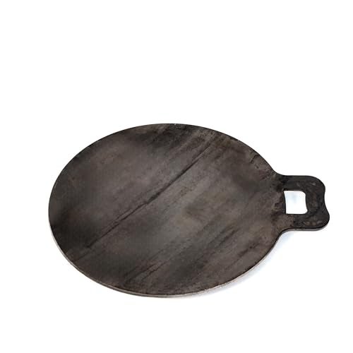 Zishta Traditional Handcrafted 12 Inch Pure Iron Tawa Pan | Pre Seasoned Iron Dosa and Roti Tawa Pan | Iron Tawa Dosa Kallu Cookware -Large | Export Quality | Black (Dia: 30.5 cm, 3 KG) - Image 1