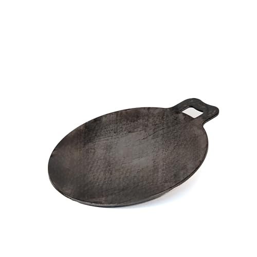 Zishta Traditional Handcrafted 12 Inch Pure Iron Tawa Pan | Pre Seasoned Iron Dosa and Roti Tawa Pan | Iron Tawa Dosa Kallu Cookware -Large | Export Quality | Black (Dia: 30.5 cm, 3 KG) - Image 3