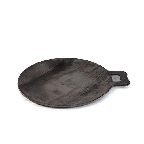 Zishta Traditional Handcrafted 12 Inch Pure Iron Tawa Pan | Pre Seasoned Iron Dosa and Roti Tawa Pan | Iron Tawa Dosa Kallu Cookware -Large | Export Quality | Black (Dia: 30.5 cm, 3 KG) - Image 4