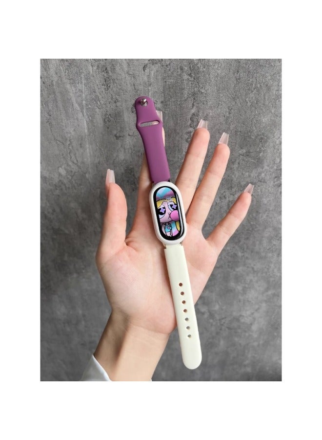 Loquat For Millet 8 Bracelet Strap Contrast Mi Band 3/4/5/6/7 Smart Silicone Color Matching Wristband NFC Version-Color:Lilac-suitable For Xiaomi Mi Band 8 Watch Strap Quick Release Interface - Image 2