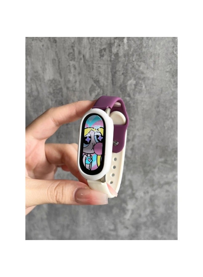 Loquat For Millet 8 Bracelet Strap Contrast Mi Band 3/4/5/6/7 Smart Silicone Color Matching Wristband NFC Version-Color:Lilac-suitable For Xiaomi Mi Band 8 Watch Strap Quick Release Interface - Image 3