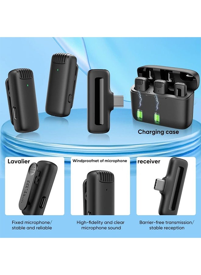 Arabest 2 Pack Wireless Microphones with Charging Case for Android Phone iPhone/Ipad,Mini Wireless Lavalier Mics for Tiktok Recording/Interview/Vlog, 3 Level Noise Reduction Headphone Monitoring  - Image 2
