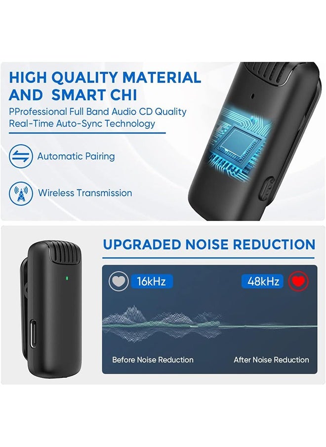Arabest 2 Pack Wireless Microphones with Charging Case for Android Phone iPhone/Ipad,Mini Wireless Lavalier Mics for Tiktok Recording/Interview/Vlog, 3 Level Noise Reduction Headphone Monitoring  - Image 3