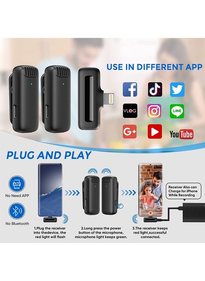Arabest 2 Pack Wireless Microphones with Charging Case for Android Phone iPhone/Ipad,Mini Wireless Lavalier Mics for Tiktok Recording/Interview/Vlog, 3 Level Noise Reduction Headphone Monitoring  - Image 4