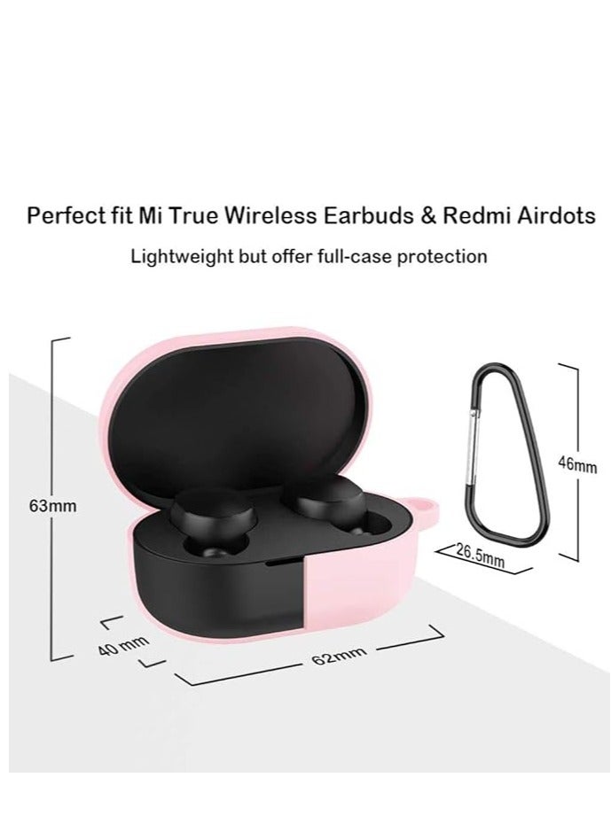 YUNSYE Protective Cover Compatible with Xiaomi Mi Wireless Earbuds, Case with Keychain Silicone Accessories Kits Compatible with Xiaomi Redmi Airdots Charging Case 1PCS pink - Image 2