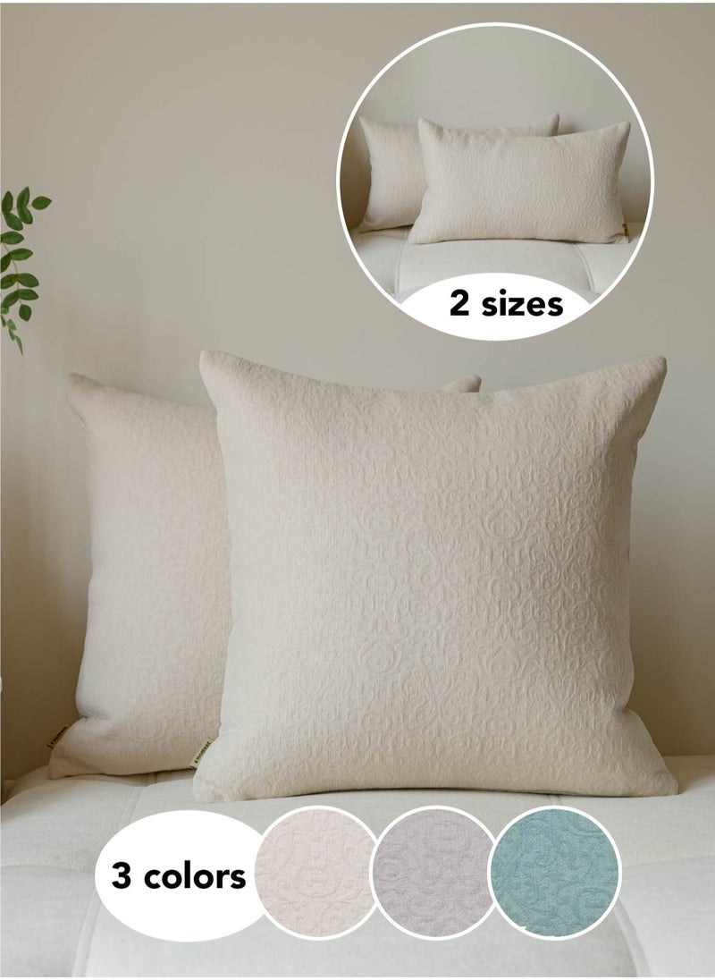 a moment Cushion Cover Throw Pillow Covers Pack of 2 Chenille Raw White Decorative Throw Pillow Covers Soft Vintage Pillowcase classical and Luxurious for Sofa Living Room Bed  - Image 1