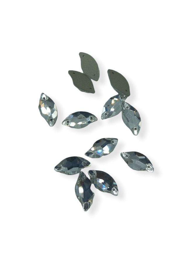 12-Piece Flat Back Sew on Eye Shaped Fancy Glass Crystal Sewing for Clothing Dress Decorations 10X20 Millimeter  - Image 2