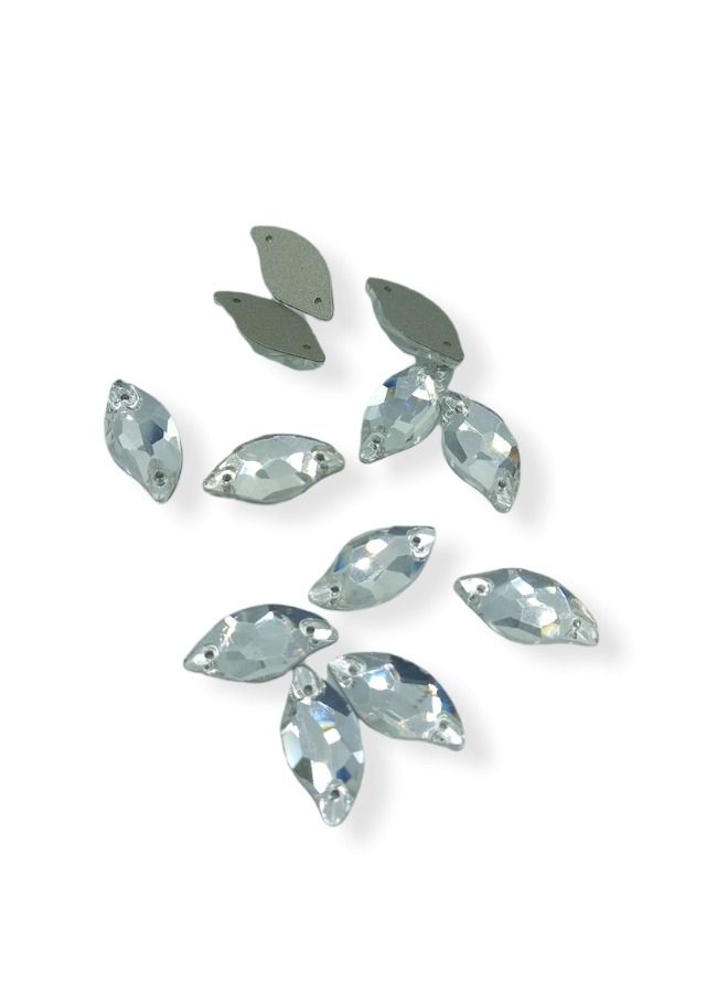 12-Piece Flat Back Sew on Eye Shaped Fancy Glass Crystal Sewing for Clothing Dress Decorations 10X20 Millimeter  - Image 1