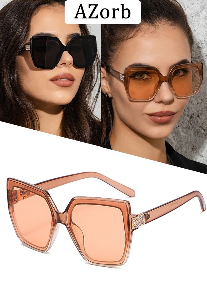 AZorb Fashion Sunglasses Women Diamond temple Sun Glassess Square Oversize Sunglass for Ladies Eye Glasses High Quality Eyewear UV400 Protection Shades for Daily Travel - Image 1
