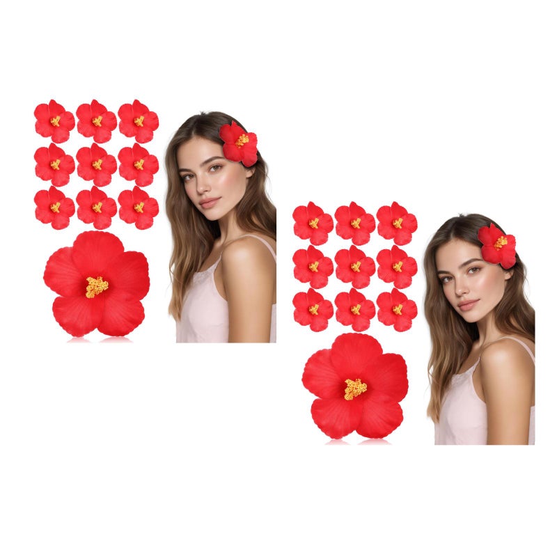 🌱 رؤوس زهور كركديه صناعية زخرفية لحفلة لواو 20 قطعة حمراء للديكور - Image 2
