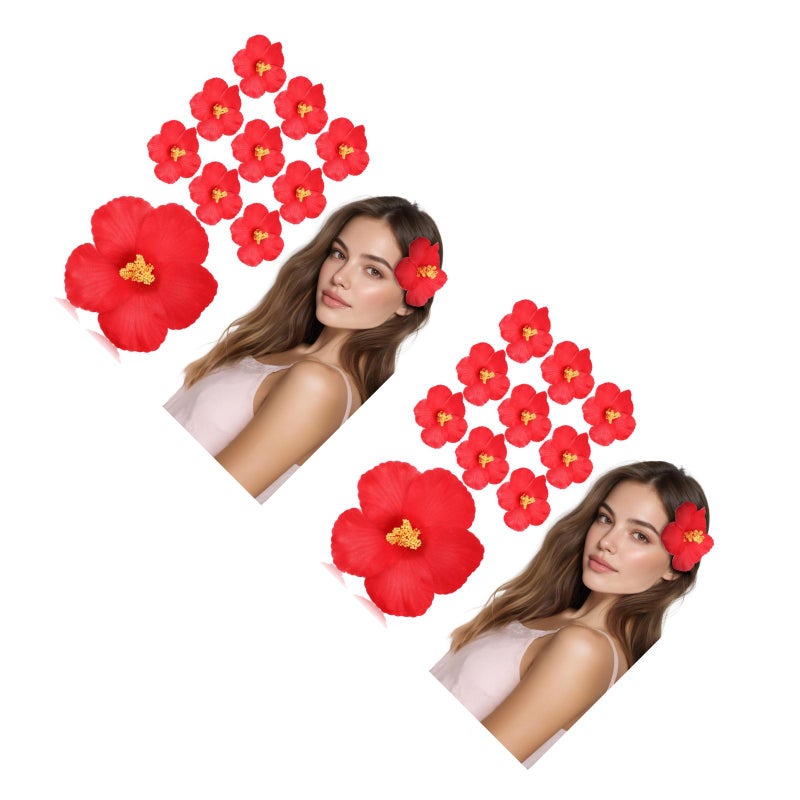 🌱 رؤوس زهور كركديه صناعية زخرفية لحفلة لواو 20 قطعة حمراء للديكور - Image 4