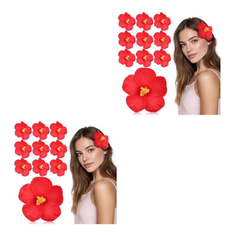 🌱 رؤوس زهور كركديه صناعية زخرفية لحفلة لواو 20 قطعة حمراء للديكور - Image 1