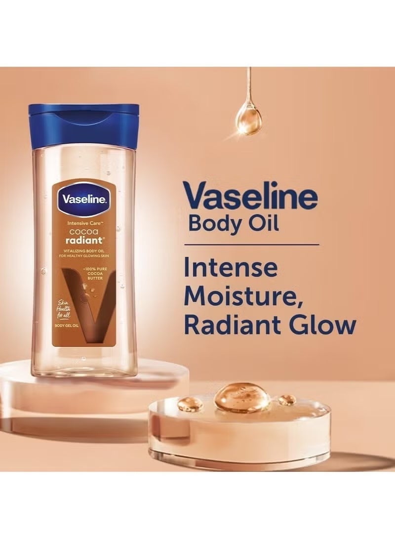 Vaseline Intensive Care Cocoa Radiant Body Gel Oil with 100% Pure Cocoa Butter, Moisturizing Body Oil for Dry Skin, 200ml, Pack of 1 - Image 2