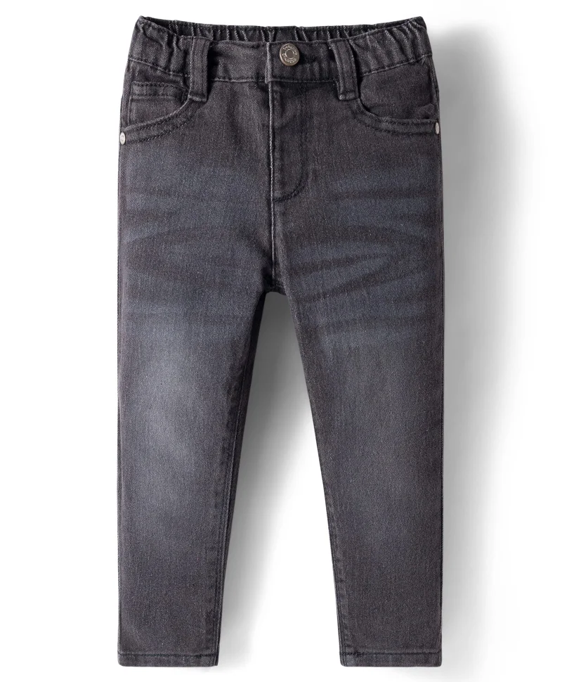 Babyhug Babyhug Denim Full Length Washed Jeans with Stretch - Grey