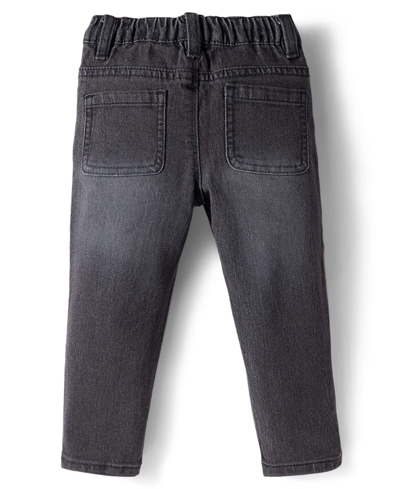 Babyhug Babyhug Denim Full Length Washed Jeans with Stretch - Grey