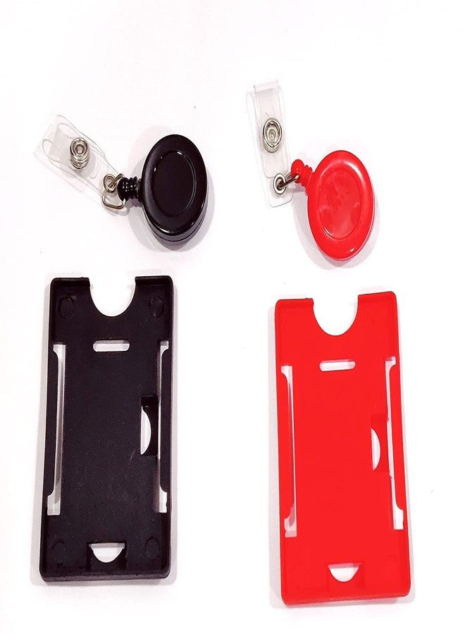 JSMSH مجموعة JSMSH المكونة من حامل بطاقة هوية مع بكرة يويو قابلة للسحب (أحمر وأسود، عبوة من قطعة واحدة) - Image 1