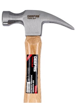 GEEPAS Wooden Handle RIP Hammer with Smooth Face Forged Head, Heavy Duty All-Purpose Hammer  - Image 2