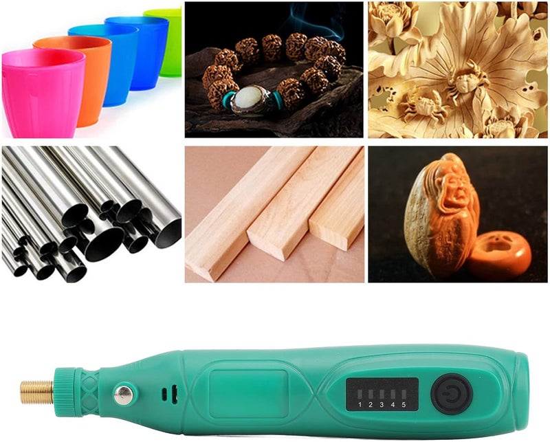 3.7V Cordless Rotary Tool Kit Mini Electric Grinder Pen Variable Speed Engraving Polishing Tool for DIY Crafting Wood Metal ABS Plastic 1000mAh Battery 12 Sand Rings 5 Colle - Image 2