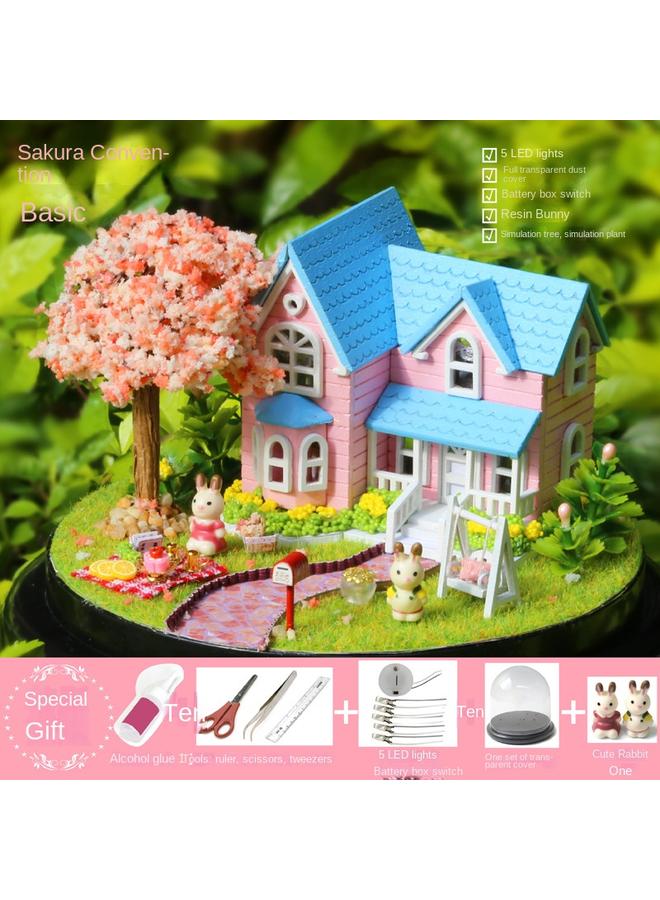 Bluejw Wise House Diy Hut Handmade Three-dimensional Small House Rotating Music Model Toy Creative Female Birthday Gift - Image 1