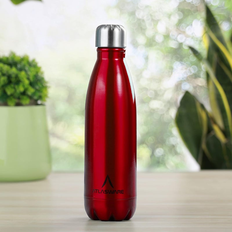 Atlasware Stainless Steel Hot & Cold Vacuum Bottle - 750 ml, Red - Image 1