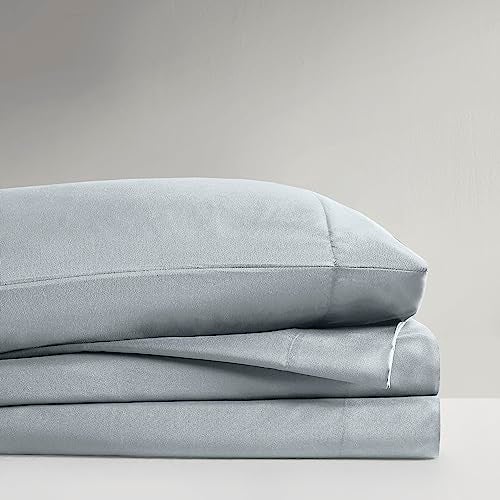 Intelligent Design Microfiber Bed Sheet Set Wrinkle Resistant, Soft Sheets with 12" Pocket, Modern, All Season, and Cozy, Matching Pillow Case, King, Grey, 4 Piece - Image 3