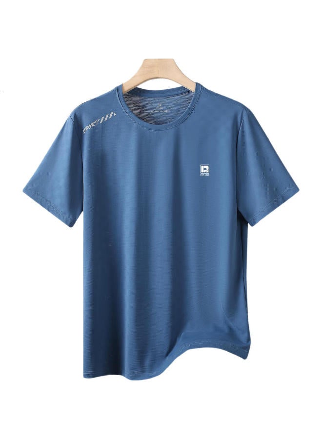 Romon Ice Silk Short Sleeve Men'S Summer Breathable Men'S T-Shirt Casual Mesh Quick-Drying Sports Top Zh23006 Blue 2Xl - Image 3