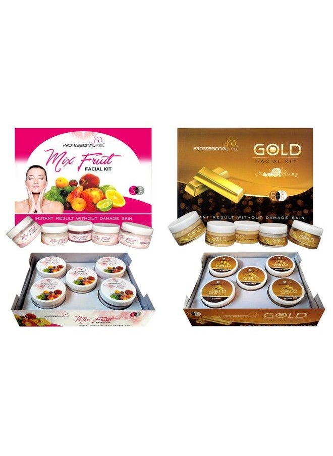 professional feel - Gold + Mix Fruit Facial Kit Combo (250 + 250 Gm) (Set Of 5) - Image 1