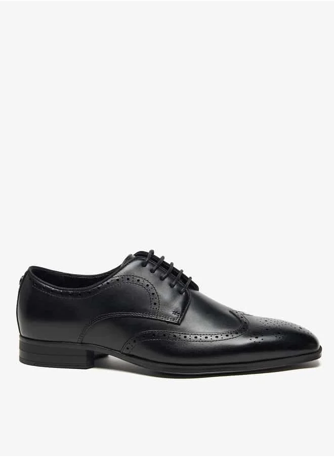 دوتشيني Men's Textured Lace-Up Derby Shoes