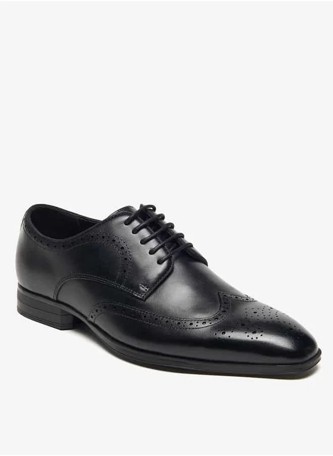 دوتشيني Men's Textured Lace-Up Derby Shoes
