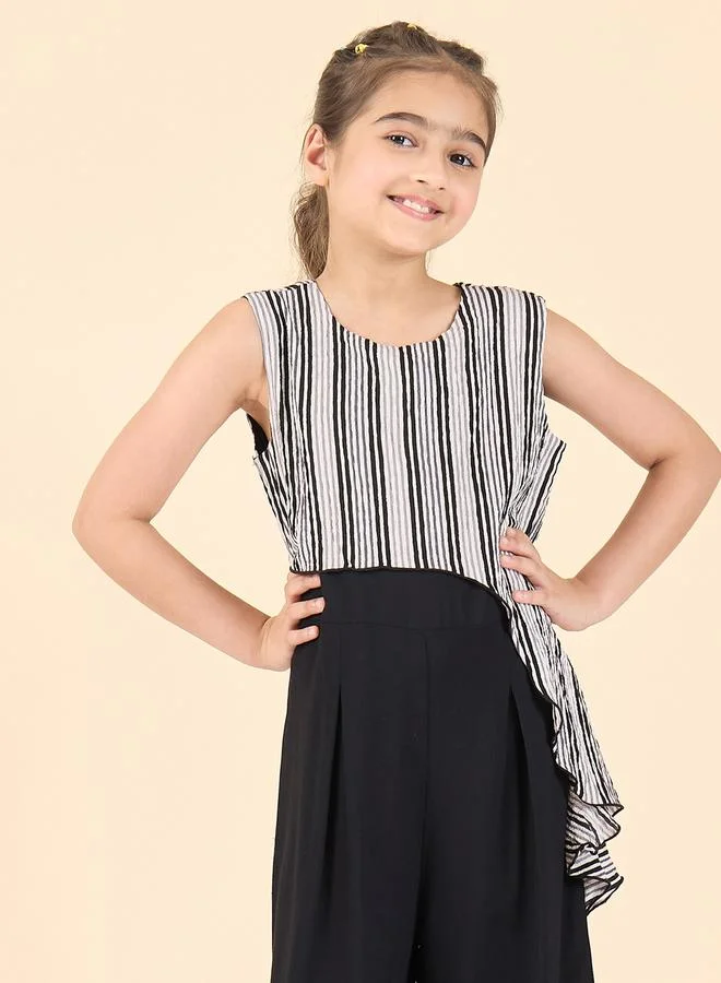 ستايلو بج Girls Striped Sleeveless Jumpsuit With Wide Leg