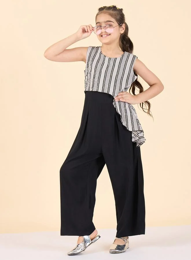 ستايلو بج Girls Striped Sleeveless Jumpsuit With Wide Leg