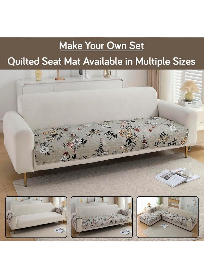 HOKIPO HOKIPO Printed Quilted Sofa Cover Mats for L Shape and 1/2/3 Seater Sofa. Make Your Own Sofa Cover Set, Mat Length 90(D) x 70(L) cm, Floral Ash Grey (IN-789-D3)  - Image 2