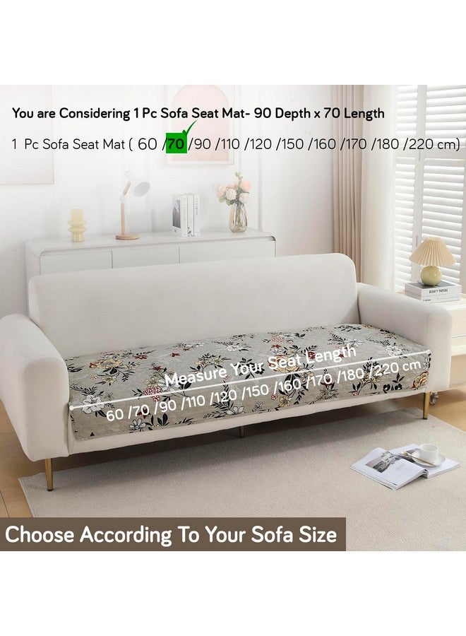 HOKIPO HOKIPO Printed Quilted Sofa Cover Mats for L Shape and 1/2/3 Seater Sofa. Make Your Own Sofa Cover Set, Mat Length 90(D) x 70(L) cm, Floral Ash Grey (IN-789-D3)  - Image 3