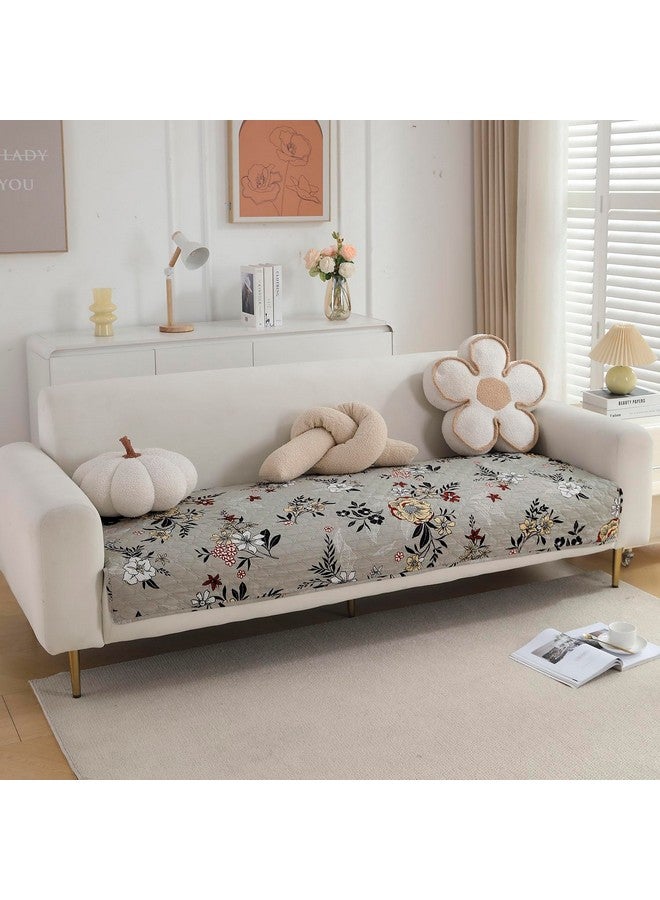 HOKIPO HOKIPO Printed Quilted Sofa Cover Mats for L Shape and 1/2/3 Seater Sofa. Make Your Own Sofa Cover Set, Mat Length 90(D) x 70(L) cm, Floral Ash Grey (IN-789-D3)  - Image 1