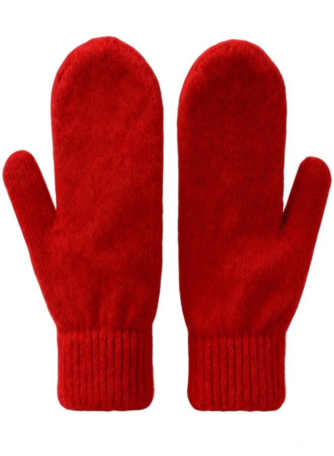 UTOWO Winter Warm Mittens for Women Men-Soft Faux Rabbit Fur Mittens Elastic Cuff Stretchy Knit Gloves Cold Weather - Image 1
