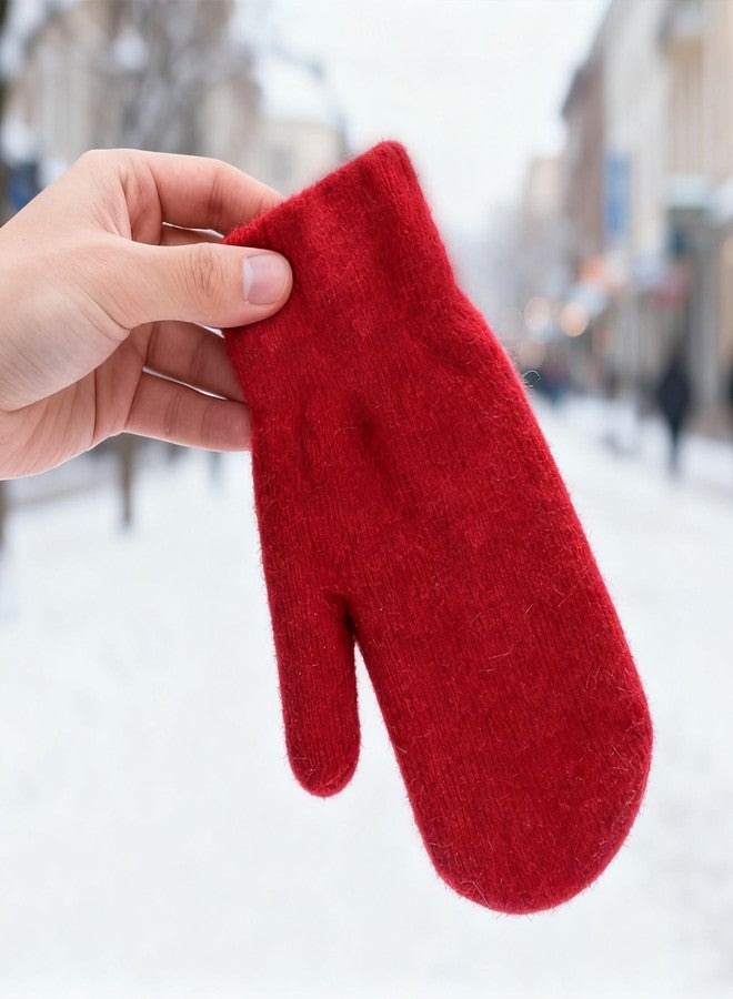 UTOWO Winter Warm Mittens for Women Men-Soft Faux Rabbit Fur Mittens Elastic Cuff Stretchy Knit Gloves Cold Weather - Image 2