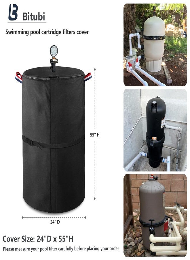Bitubi Pool Filter Cover with Plush Lining (Universal Style), for Cartridge Filters Inground and Above Ground Swimming Pool Filters, Protects from Severe Snow and Intense Sun, Black - Image 2