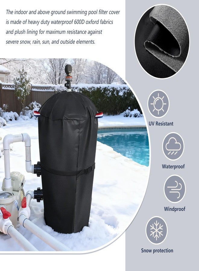 Bitubi Pool Filter Cover with Plush Lining (Universal Style), for Cartridge Filters Inground and Above Ground Swimming Pool Filters, Protects from Severe Snow and Intense Sun, Black - Image 3