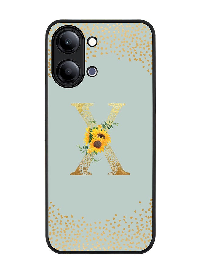 Stylizedd For vivo Y05 4G / Y6t 5G Case,Slim fit Camera Protection, Shockproof Thin Phone cover  - Custom Floral Monogram - X  (Light Grey ) - Image 1