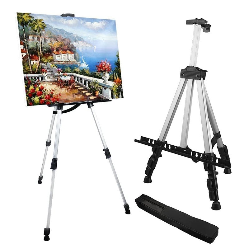 RRFTOK Art Easel Stand for Painting and Sign  RRFTOK Aluminum 66 Inch Metal Tripod Adjustable Portable Easels for Display  Canvas Stand for Table Top Floor Drawing for Artists Adult Holder or Teen