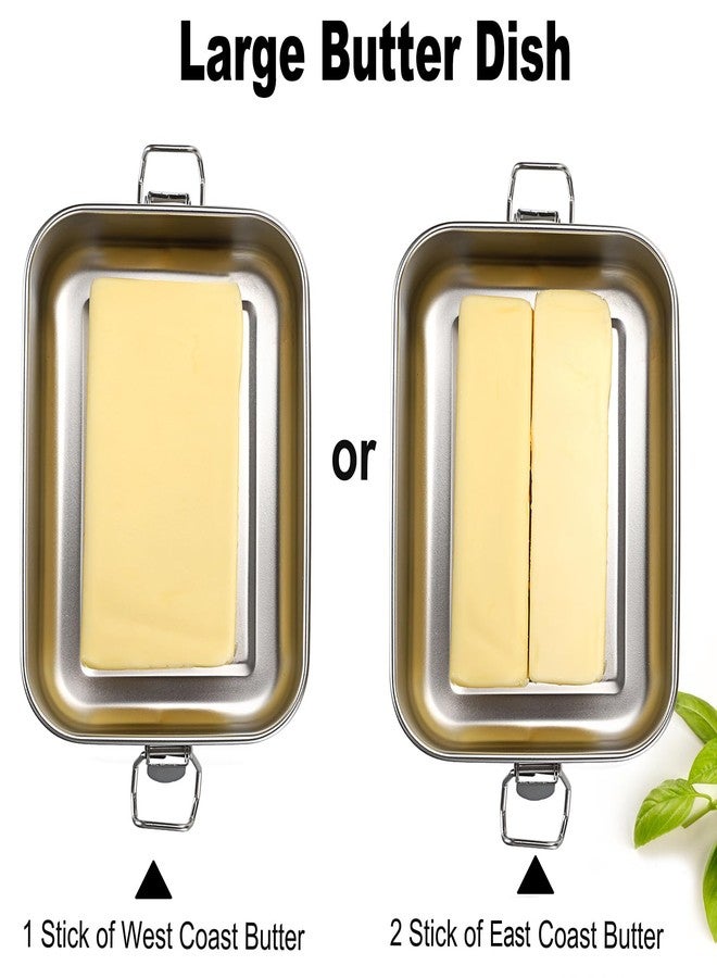 BSTKEY Butter Dish with Lid for Countertop, Stainless Steel Butter Holder Container with Silicone Sealing, Unbreakable Butter Keeper for Kitchen, Holds 1 Stick West or 2 Sticks East Coast Butter - Image 3