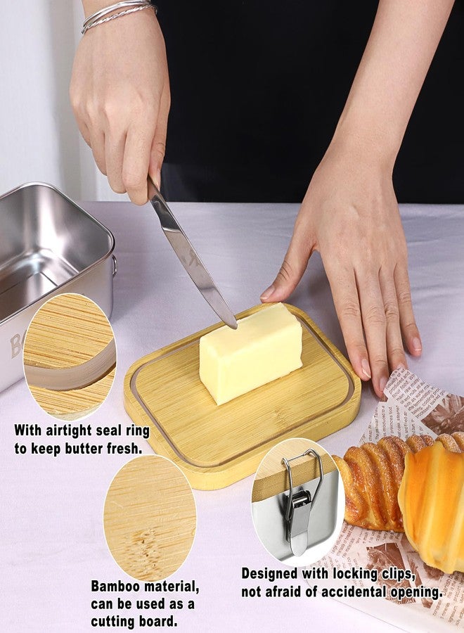 BSTKEY Butter Dish with Lid for Countertop, Stainless Steel Butter Holder Container with Silicone Sealing, Unbreakable Butter Keeper for Kitchen, Holds 1 Stick West or 2 Sticks East Coast Butter - Image 4
